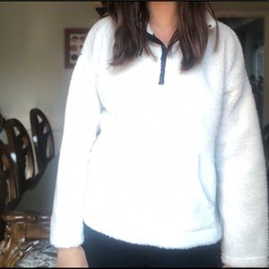 White Sherpa J. Crew Quarter Zip